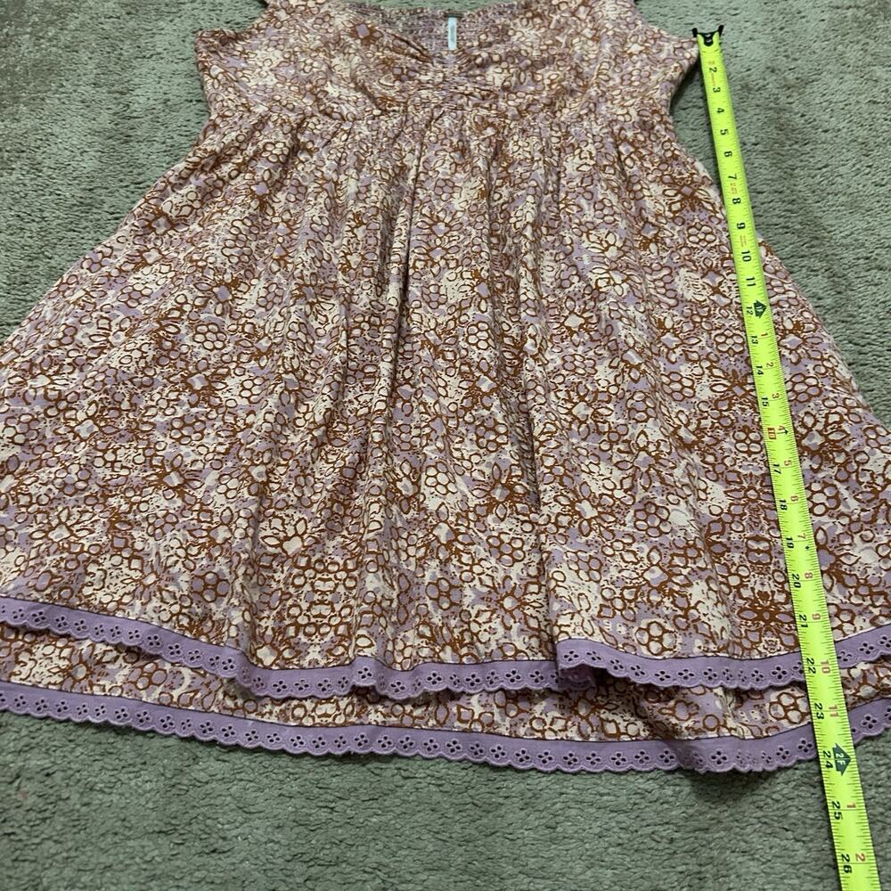Free People 'Tabitha' Pink Mini Dress Size Large Floral Tiered Lace Trim - Picture 3 of 8